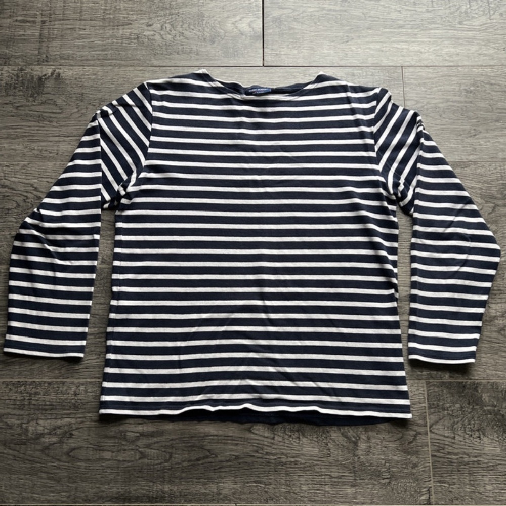 SAINT JAMES Breton Boatneck Navy/White Guildo Striped Shirt Medium US 38
